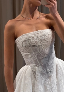 Robes de mariée personnalisées <span class=keywords><strong>chic</strong></span> sans bretelles, robes de bal en dentelle appliquée pour les occasions en plein air et en jardin - Product Image 2