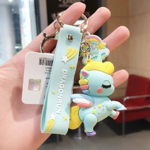Porte-clés 3D en PVC souple personnalisés avec logo, motif licorne colorée et mignonne, style anime, avec dragonne en caoutchouc – Offre Spéciale - Product Image 2