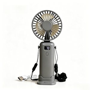 Nouveau design, ventilateur de cou portable sans pales, rechargeable, électrique, à affichage numérique LED, pliable, pour <span class=keywords><strong>l</strong></span>'extérieur, avec cinq vitesses - Product Image 1