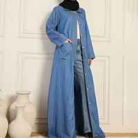 Robe Abaya en jean vintage pour femme, style Dubaï, mode arabe musulmane, Turquie, pour l'hiver, l'Aïd, tenue islamique traditionnelle