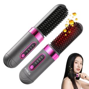 0728 Gift High Quality Salon Grade Ionic Hair Straightener Brush Fast <b>Heating</b> Anti Scald Handle Comb - Product Image 3