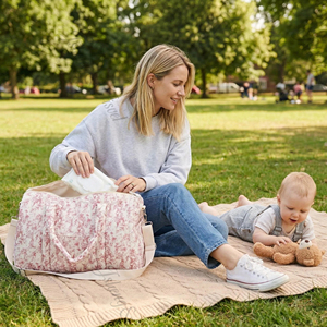 Borsa Fasciatoio Grande Capacità in Poliestere Trapuntato con Ganci per Passeggino, Chiusura a Cerniera Impermeabile, Convertibile in Borsa da Viaggio - Product Image 6