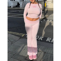 F240046 Vêtements pour femmes Pyjamas Ensemble 2 pièces Pantalons pour femmes et haut court à manches longues T-shirt Streetwear Tenue pour femmes Vêtements de créateur