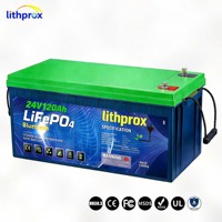 Batería de fosfato de hierro y litio Grado A 24V 120AH 6000+ ciclos profundos para almacenamiento doméstico RS485 Conector Anderson CE RoHS IP67 Servicio OEM ODM