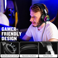 Casque de jeu filaire avec micro anti-bruit, écouteurs stéréo supra-auriculaires 3,5 mm pour PC, design hybride on-ear et over-ear, IPX5