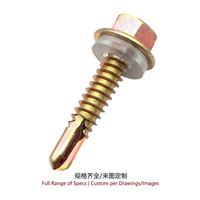 Sekrup Bor Sendiri Hex Flange Baja Karbon Lapis Seng Sekrup Tek Kepala Washer Hex DIN7504 untuk Atap Logam Baja # 8- # 14