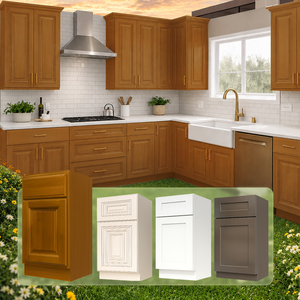 Gabinetes de Cocina Estilo Americano |   Gabinetes RTA para contratistas de remodelaciones |   Gabinetes con paneles elevados/estilo Shaker listos para ensamblar - Product Image 1