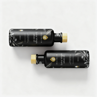 Bouteille d'huile d'olive en céramique noire et blanche de 200 ml en argile de poterie en gros avec logo personnalisé