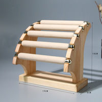 Présentoir de Rangement Bijoux Luxe avec Barre en T, Amovible, en Bois Massif et Velours Microfibre, Support Organisateur Bagues et Bijoux à 3 ou 5 Étages