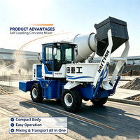 Camion malaxeur à béton à chargement automatique, marque HAITIAN, à moteur, haute efficacité pour la construction rurale et les petites routes