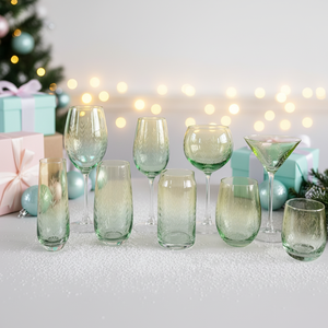 Ensemble de <span class=keywords><strong>verres</strong></span> en verre <span class=keywords><strong>à</strong></span> motif de tiges de blé et d'orge gravées, vert dégradé, pour vin, champagne et martini, vente en gros - Product Image 2