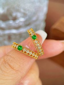 Xinfly INS Custom 18K Yellow Gold Natural Diamond <b>Ring</b> Classic Style <b>Jade</b> Fine Jewelry for Wedding Parties - Product Image 4