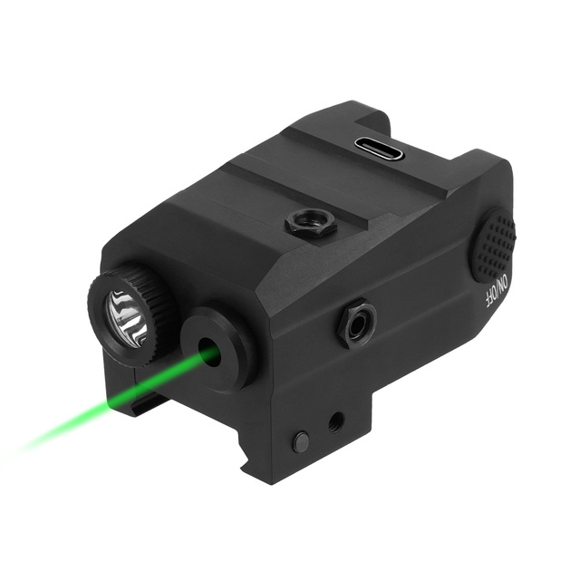 New Arrivals USB Rechargeable Green Laser Tactical Flashlights White LED Lights 200 Lumens Hunting Light With 20mm Base Mount