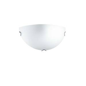 LAMPE MURALE BLANC SATINÉ AVEC HAMEC DE FIXATION EN FIL CHROMÉ D30X15CM - 1XE27 MAX 60W - Product Image 1