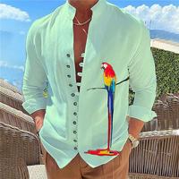 Lässige lose Papagei 3D-gedruckte Muster Täglich einfaches Sport Beach Button-Down-Shirt für Männer