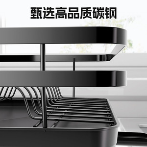 ที่คว่ำจานพร้อมถาดรองน้ำ แห้งเร็ว ขนาดใหญ่ รูปทรงสี่เหลี่ยม สำหรับวางบนเคาน์เตอร์ครัว จัดเก็บภาชนะ - Product Image 2