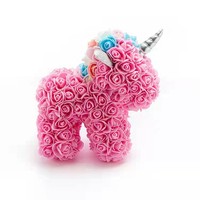 Bunga Mawar Unicorn PE Artificial Grosir untuk Hari Valentine dengan Kotak Hadiah, Bunga Artificial Dekoratif