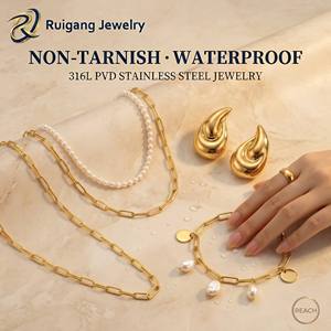 Collana da Donna Personalizzata di Lusso in Oro con Ciondolo a Stella Solare a Due Strati e Moneta Vintage, Catena Sottile con Perline in Acciaio Inossidabile 316L, Gioielli per Uso Quotidiano - Product Image 2