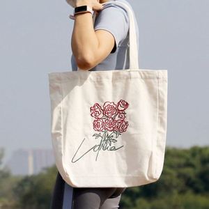 Wholesale Embroidery Eco Grocery Tote Cotton Canvas Shopping <b>Bag</b> with Inner Pocket and Customized logo - Product Image 5