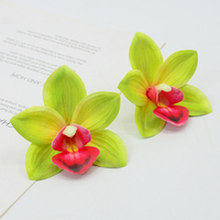 Tête de fleur d'orchidée artificielle en film de haute qualité, vente en gros, matériau de film, décoration de mariage, mur, tête de fleur d'orchidée artificielle