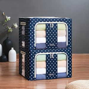 44L 66L New Có Thể Gập Lại Hộp Lưu Trữ Quần Áo Chăn Closet Áo Len Organizer Bag Khung Thép Hỗ Trợ Oxford Vải Lưu Trữ Organizer - Product Image 2