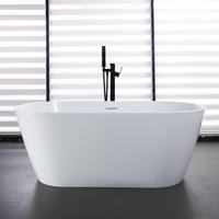 Baignoire autoportante ovale traditionnelle en acrylique renforcé de fibres de verre avec drain 1495X745X600mm pour usage hôtelier CUPC