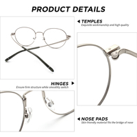 Nouveaux modèles 2026 – Monture de lunettes optiques rondes en métal pour hommes, en acier inoxydable, personnalisable, vente en gros