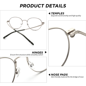 Nouveaux modèles 2026 – Monture de lunettes optiques rondes en métal pour hommes, en acier inoxydable, personnalisable - Product Image 4