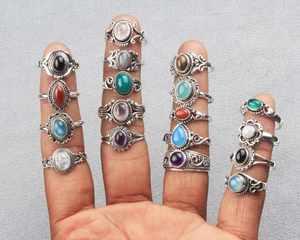 Excellent Quality Best Selling <b>Indian</b> Brass Natural Mixed Gemstone Classic Assorted 925 Silver Plated Assorted <b>Rings</b> Jewelry - Product Image 5