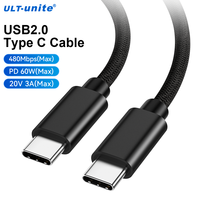 Cable USB2.0 ULT-unite de 6A con Carga Rápida de 60W, Revestimiento Trenzado, 3m, Tipo C, 480Mbps, para Teléfono, Laptop, Banco de Energía