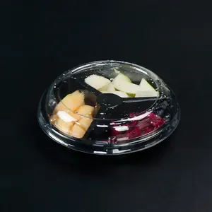 Baki Buah Plastik Sekali Pakai Nampan Buah Plastik Bening dengan Tutup Plastik Pet Nampan Salad Buah Kemasan Makanan