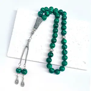 10mm Synthétique <span class=keywords><strong>Malachite</strong></span> Tasbih Allah Mohammed 33 Perles De Prière Islamique Chapelet Collier - Product Image 3