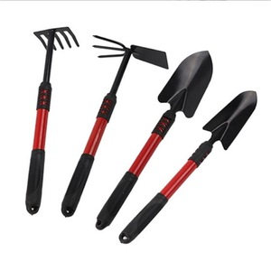 Ensemble d'outils de jardin 4 pièces : pelle, houe, râteau, outils de plantation et de désherbage du sol, en fer durable, outils manuels - Product Image 1