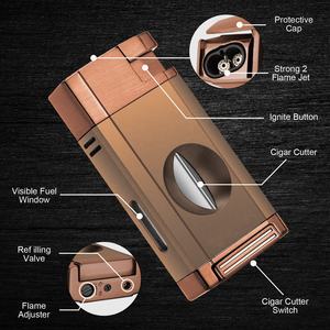 Novo Conjunto de Presente de Isqueiro e Cortador de Charutos de Metal Prateado, com Logotipo Personalizado, Isqueiro de Charutos de Luxo em Liga de Zinco a Butano - Product Image 4