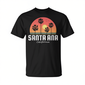 Camiseta Retro de Santa Ana, California, con Diseño de Atardecer, Unisex, Cuello Redondo, Manga Corta, Promocional - Product Image 2