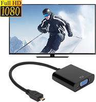 Adaptateur convertisseur vidéo micro HDTV vers VGA mâle vers femelle plaqué or 1080P avec câble audio et câble USB pour ordinateur portable