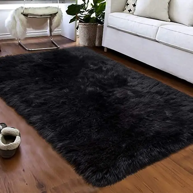 Soft Faux Sheepskin Carpet Fluffy Shaggy Fur Rug 5-6cm Long Pile Carpet for Living Room Bedroom Floating Window Pad