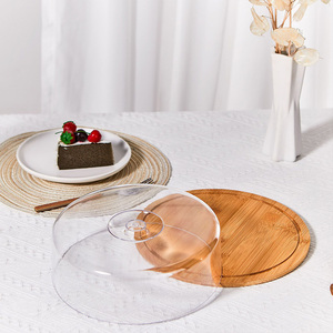 Boîte de rangement pour ustensiles de cuisine avec couvercle en PS, couvercle de conservation alimentaire en bambou, <span class=keywords><strong>plateau</strong></span> de présentation anti-poussière pour gâteaux en bambou - Product Image 5