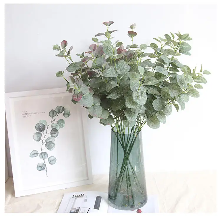 Prêt à expédier M-A271artificial feuille d'argent d'eucalyptus décoration de la maison plante décoration extérieure pièce maîtresse de mariage fleur artific