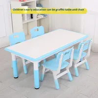 Ensemble table et chaises rectangulaires réglables en plastique pour enfants de maternelle, design moderne et simple, bureau d'étude et d'écriture pour tout-petits
