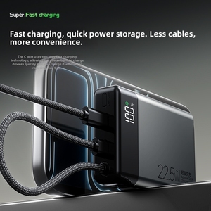 เครื่องชาร์จพกพา พาวเวอร์แบงค์ชาร์จเร็วขนาดเล็ก 22.5W ความจุ 20000mAh สีดำ |   ปลอดภัยสำหรับการเดินทาง พร้อมสายชาร์จ USB-C ในตัว - Product Image 4