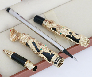 Penna a Sfera Jinhao Snake 3D <span class=keywords><strong>Cobra</strong></span> Avanzata con Ricarica Nera, Regalo VIP per Clienti, Penna di Lusso 3D Argento e Oro - Product Image 5