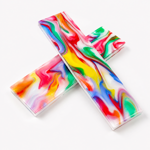 Escamas de mango de cuchillo de acrílico multicolor con efecto remolino arcoíris, personalizadas y cortadas a medida, en bruto FC-04 - Product Image 3