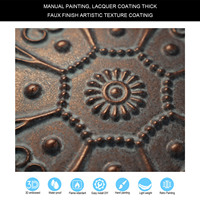 Carreaux de plafond en PVC cuivre météo embellis au design moderne Panneaux d'illustration vieillis imperméables PL71 pour application hôtelière