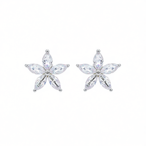 Orecchini a Perno E1291 con Fiore e Diamante Rosa, Gioielli in Cristallo Classici da Donna per Uso Quotidiano - Product Image 1