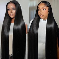 Perruque brésilienne en cheveux humains, densité 180%, 13x6, ultra-lisse, avec dentelle frontale HD, 30-40 pouces, pré-épilée