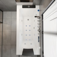 Bain à remous rectangulaire autoportant en acrylique, écologique, portable, pour intérieur, avec jets de massage LED colorés
