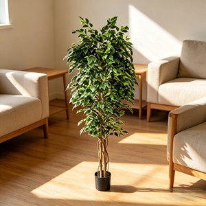 Lifelike <b>Mini</b> Banyan Artificial Plant – No Maintenance Evergreen Faux Bonsai for Home Office <b>Desk</b> Decor - Product Image 5