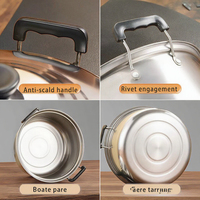 Ensemble de casseroles classiques en acier inoxydable de 10 pièces, 16-24 cm, marmite à soupe profonde, cuiseur vapeur, pot de cuisson écologique isolé