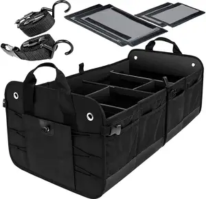 Pengatur bagasi tas mobil portabel dapat dilipat Multi kompartemen Premium untuk mobil, SUV, truk, Minivan